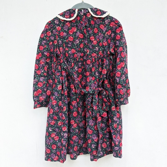 VINTAGE Laura Ashley red purple ditsy floral peter pan collar dress - Picture 9 of 10